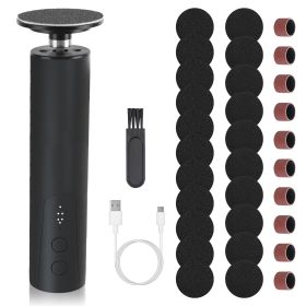 1Set Electric Foot Callus Remover 2 In 1 Rechargeable Foot File Nail Grinder Dead Skin Pedicure Tool Machine With 2 Grinding Heads Total 30Pcs Replace