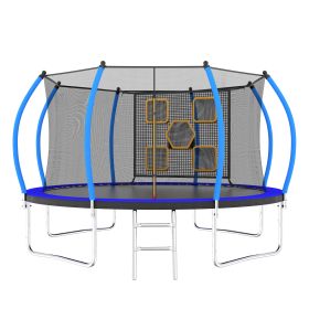 12FT Trampoline With Enclosure - Recreational Trampolines With Ladder, ASTM Approval Outdoor Trampoline For Kids