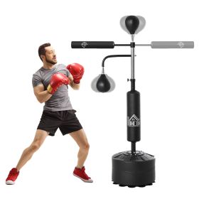 Soozier 4-in-1 Boxing Punching Bag Stand with 2 Speedballs, 360Â° Relax Bar, & PU-Wrapped Bag & Adjustable Height, Black