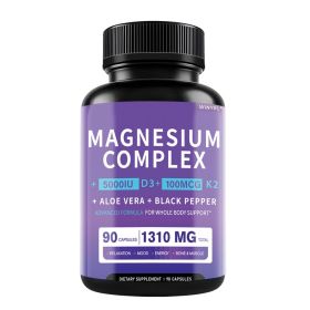 Magnesium Glycinate 1160mg With Aloe Vera, Vitamin D3 & K2 Complex - Supports Stress Relief, Sleep, Muscle, Nerve, Heart & Metabolism - Chelated Magne