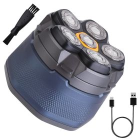 1Pc  Cordless Electric Head Shaver For Men 6D Magnetic Floating Head IPX6 Waterproof Wet Dry Shaving Electric Razor Type-C Rechargeable Trimmer With L