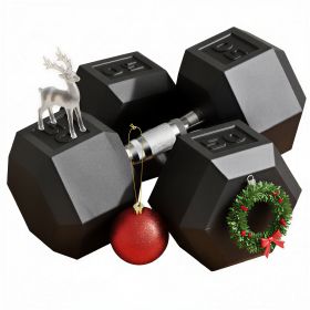 2 x 50lbs Hex Dumbbell Set of 2, Rubber Weights Exercise Fitness Dumbbell with Non-Slip Handles, Anti-roll, for Women or Men Home Gym Workout