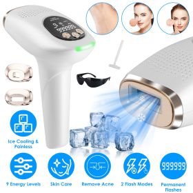 3 In 1 Ice Cooling Laser Hair Removal Painless Permanent At-Home IPL Hair Removal With 999,999 Flashes 9 Energy Levels 2 Modes For Armpits Legs Arms B
