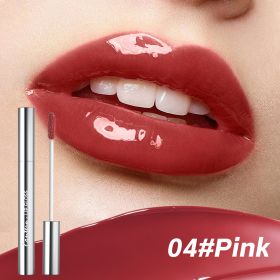 4 Colors Lip Gloss,Hydrating Lip Tint,Long Lasting Waterproof, High Shine Glossy Mirror Lip Stain, Long Lasting Moisturizing,Non Sticky, Romantic Lip (Option: 04 Pink)